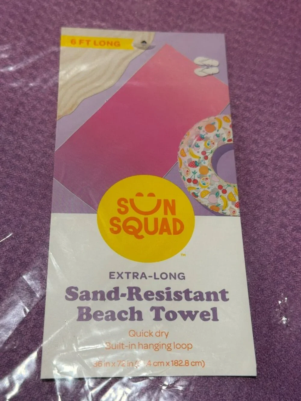 Set of 2  Extra-Long Sand-Resistant Beach Towel Quick-Dry Built-In Hanging Loop
